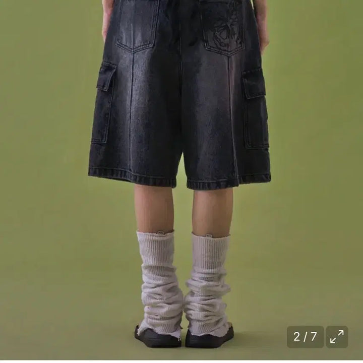[BUNJANG] Fancy Club Bermuda Denim Cargo Pants (Black) / 팬시클럽 버뮤다 데님 카고 팬츠 (BLACK)