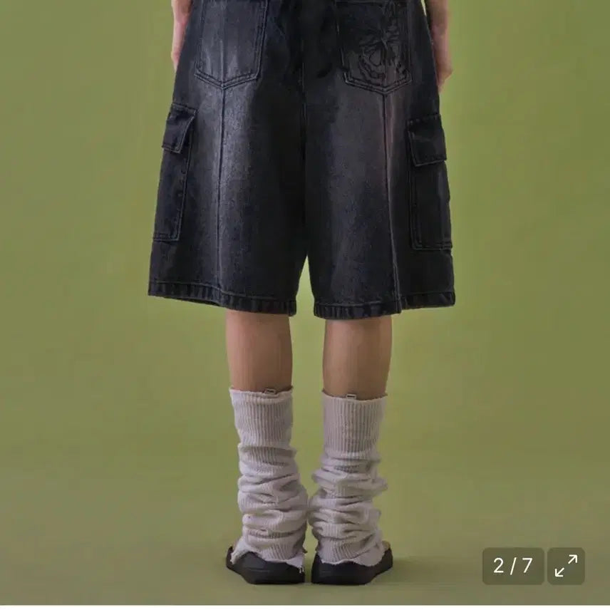 [BUNJANG] Fancy Club Bermuda Denim Cargo Pants (Black) / 팬시클럽 버뮤다 데님 카고 팬츠 (BLACK)