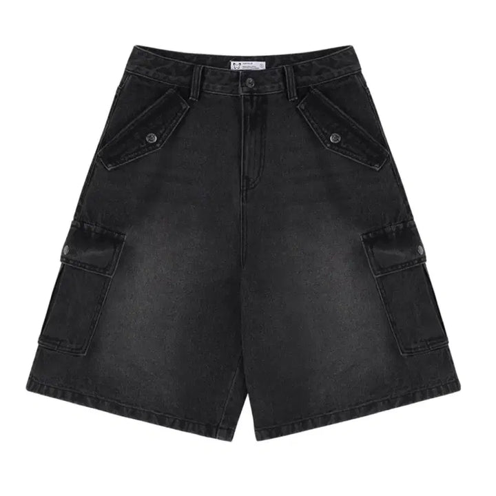 [BUNJANG] Fancy Club Bermuda Denim Cargo Pants (Black) / 팬시클럽 버뮤다 데님 카고 팬츠 (BLACK)