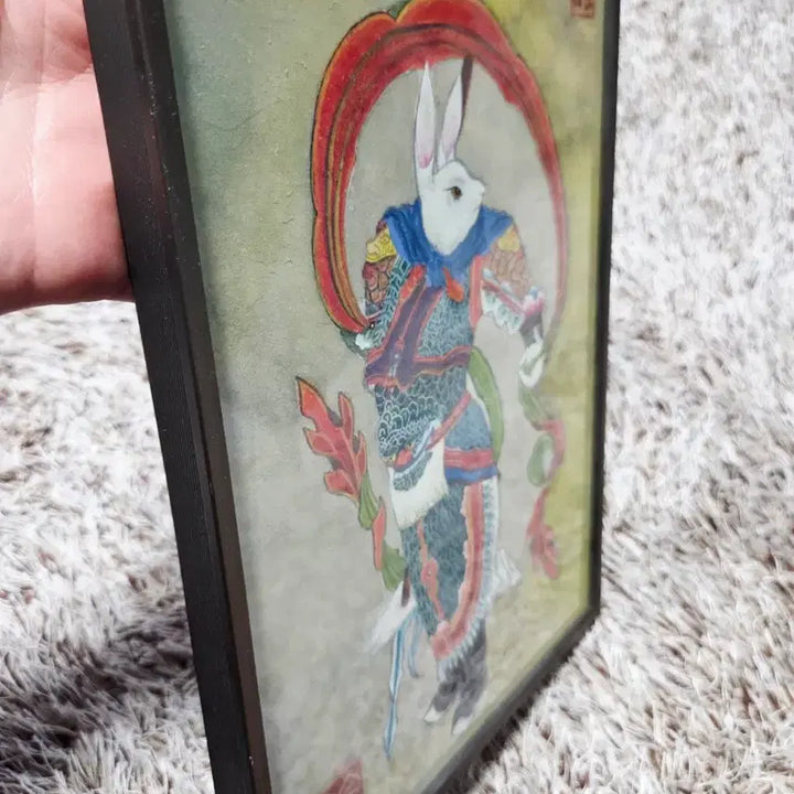 [BUNJANG] Korean Folk Painting (Minhwa) Zodiac Rabbit Framed Artwork by Kim Min-seo / 12지신 토끼띠 민화 그림 액자