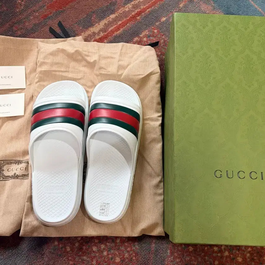 [BUNJANG] Gucci Web Slide White Rubber Sandals / 구찌/웹슬라이드화이트/uk10