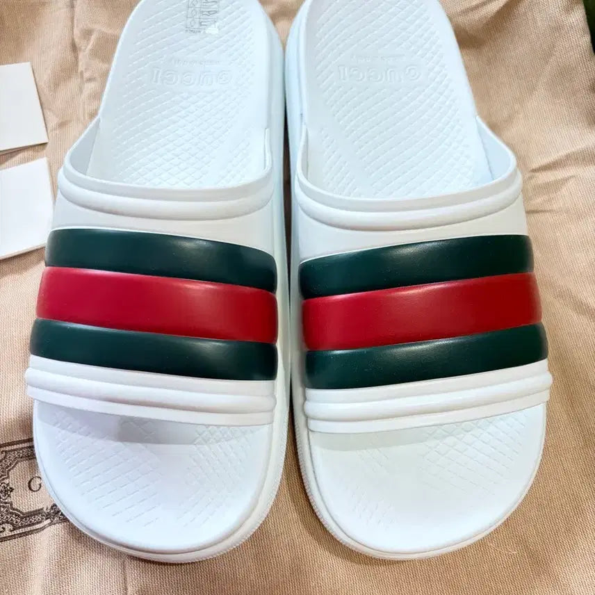 [BUNJANG] Gucci Web Slide White Rubber Sandals / 구찌/웹슬라이드화이트/uk10