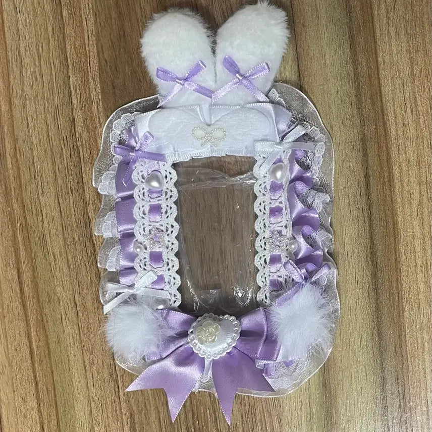[SOLD OUT] 리본 레이스 탑꾸 포카홀더 탑로더 수제 토끼 천사 날개 보라 퍼플