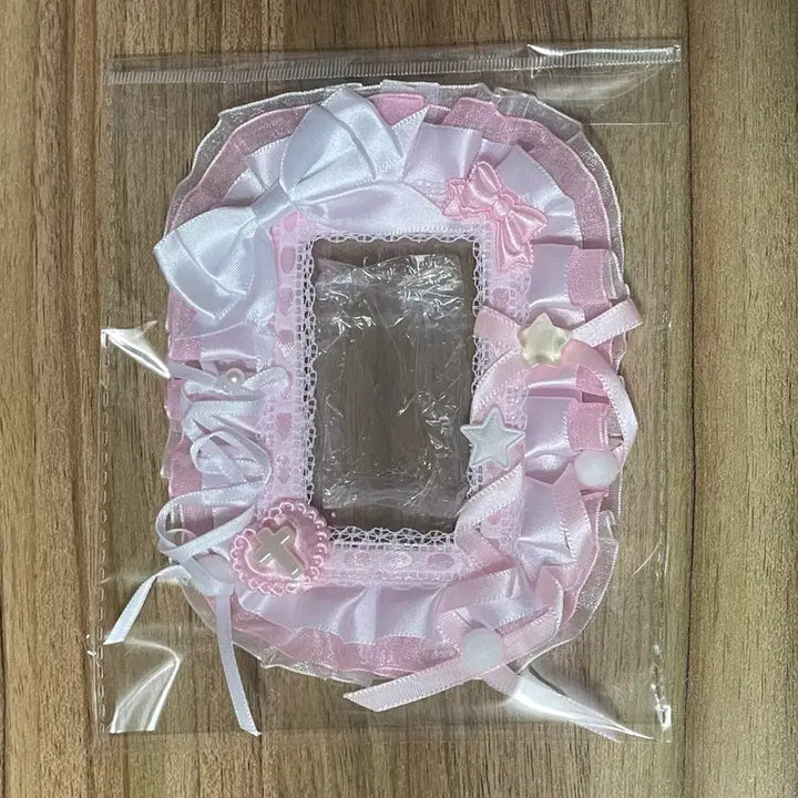[BUNJANG] Handmade Pink Lace Ribbon Toploader Photocard Holder / 리본 레이스 탑꾸 포카홀더 탑로더 별 수제 핑크 분홍