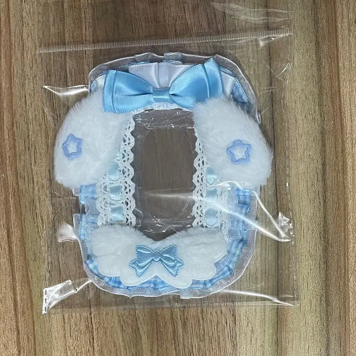[SOLD OUT] 리본 레이스 탑꾸 포카홀더 탑로더 수제 하늘 파랑 날개 천사 시나모롤