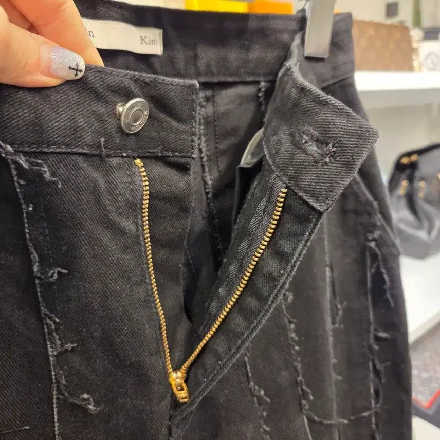 [BUNJANG] Matinkim Cutting Fringe Black Jeans S / 마땡킴 컷팅 프린지 블랙진 S
