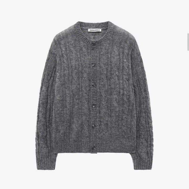 [BUNJANG] In Silence Cable Cardigan MELANGE GREY L / 인사일런스 시어드 케이블 카디건 MELANGE GREY L사이즈