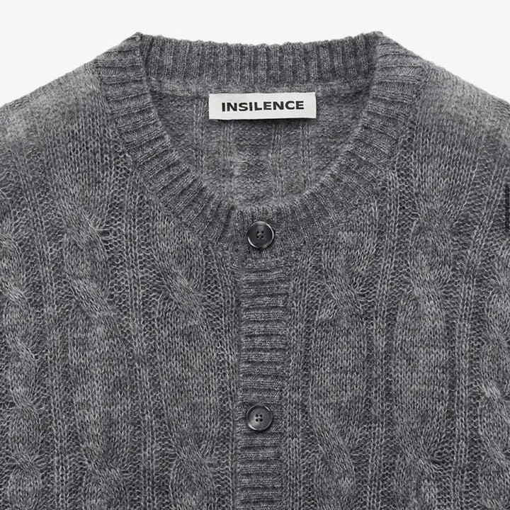 [BUNJANG] In Silence Cable Cardigan MELANGE GREY L / 인사일런스 시어드 케이블 카디건 MELANGE GREY L사이즈