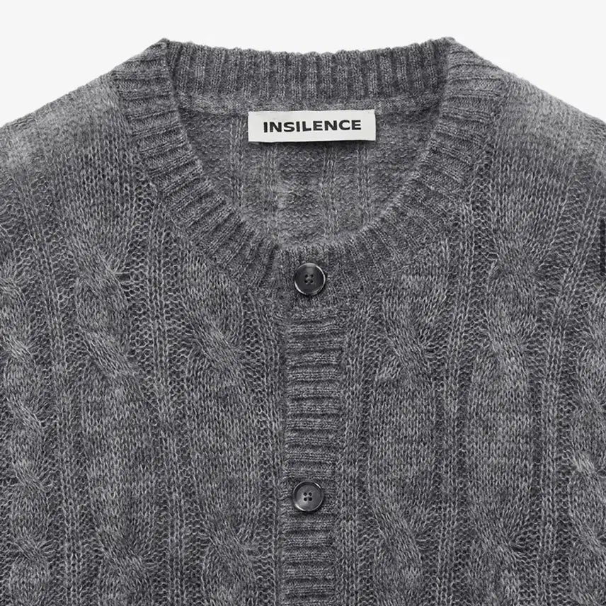[BUNJANG] In Silence Cable Cardigan MELANGE GREY L / 인사일런스 시어드 케이블 카디건 MELANGE GREY L사이즈