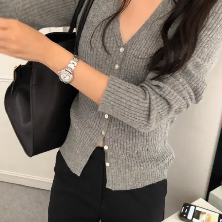 [BUNJANG] Founders Iola Cashmere Wool Cardigan (Melange Gray) / 파운더스 이올라 캐시미어 울 가디건 (멜란지그레이)