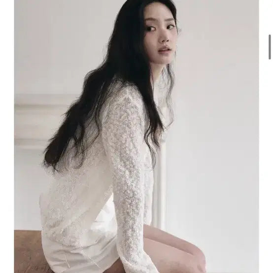 [BUNJANG] Yoonseul Shop White Cotton Slub Cardigan / 윤슬샵 화이트 코튼 슬럽 가디건