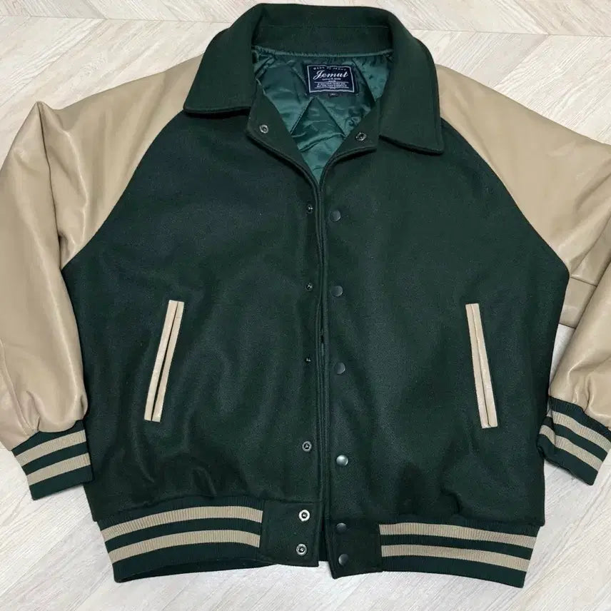 [BUNJANG] JEMUT Leather Raglan Varsity Jacket XL / 제멋 레더 레글런 바시티 자켓 XL