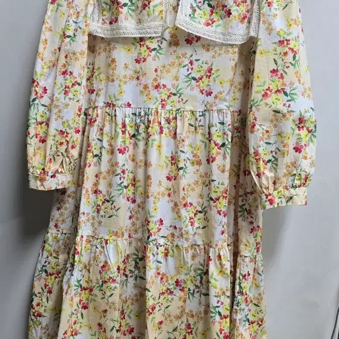 [BUNJANG] Floral Pattern Long Dress M / 빅카라 플라워 패턴 롱 원피스 M