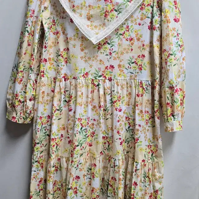 [BUNJANG] Floral Pattern Long Dress M / 빅카라 플라워 패턴 롱 원피스 M