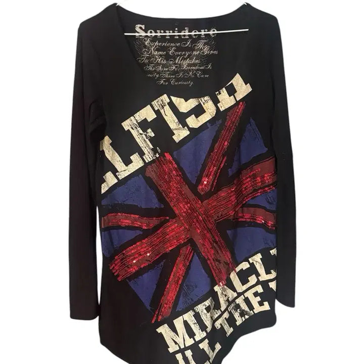 [BUNJANG] Sorridere British Flag Print Long Sleeve T-shirt / Sorridere 영국 국기 프린팅 긴팔 롱티셔츠