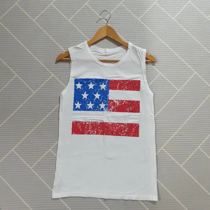 [BUNJANG] Popcorn &amp; American Flag Print Sleeveless T-Shirts Bundle Set / 2종일괄  팝콘 민소매티셔츠 성조기 민소매티셔츠.나시티셔츠