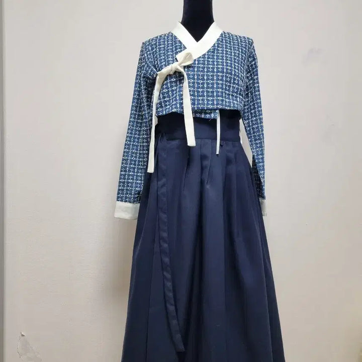 [BUNJANG] Life Hanbok Navy Long Dress / 교신 생활한복 개량한복 (하객룩 피로연 상견례 예복 철릭 원피스