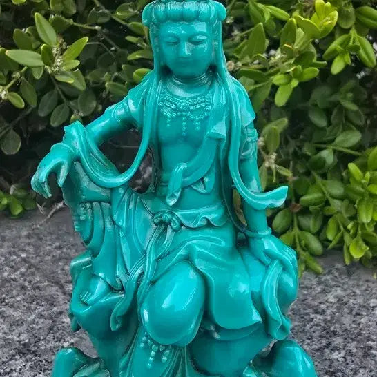 [BUNJANG] Dark Green Seated Avalokitesvara Statue / 청록색 관세음보살 좌상 조각상