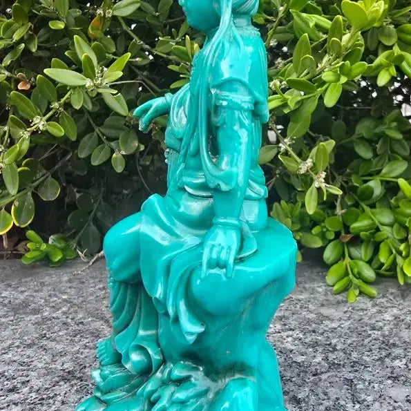 [BUNJANG] Dark Green Seated Avalokitesvara Statue / 청록색 관세음보살 좌상 조각상
