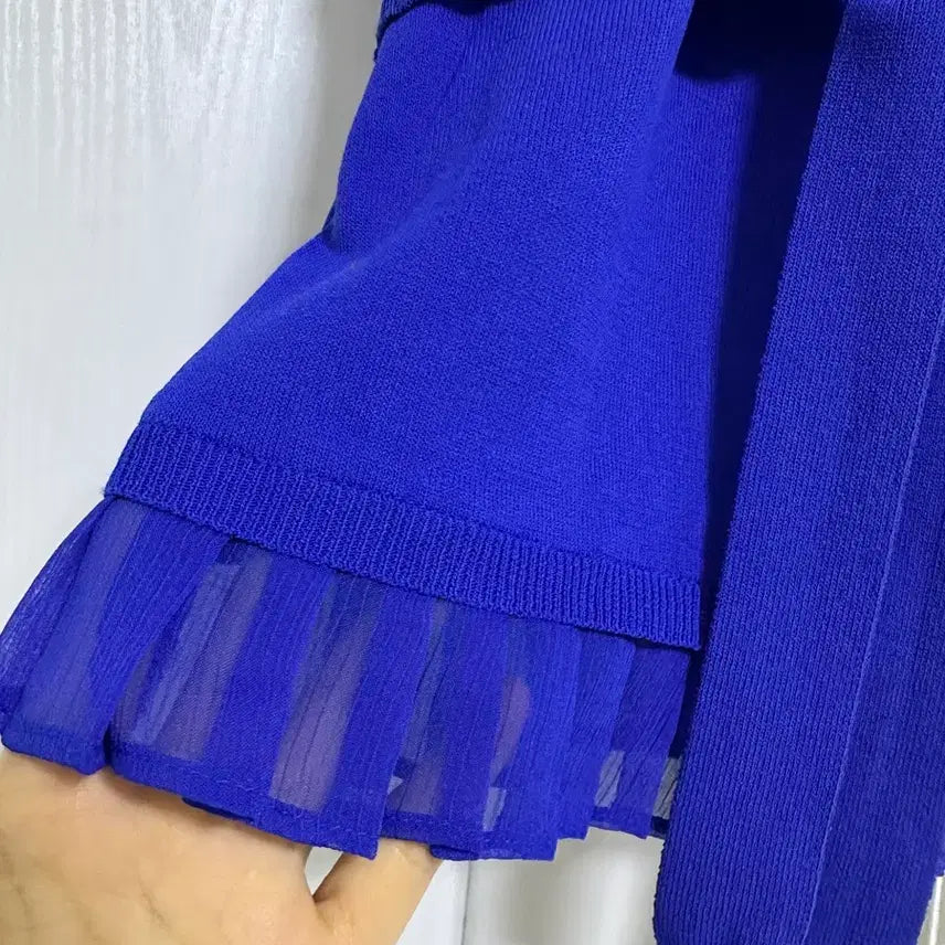 [BUNJANG] ELLE Blue Knit Cardigan Set / ELLE 엘르 블루 니트 가디건 세트