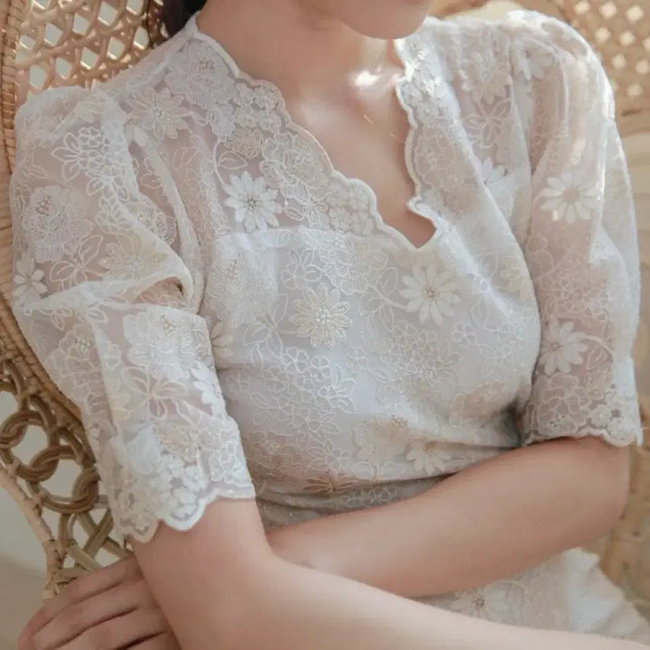 [BUNJANG] Self Wedding/Party Ivory Lace Dress / 셀프 웨딩드레스 피로연드레스 2부 금사 레이스 원피스 돌잔치드레스