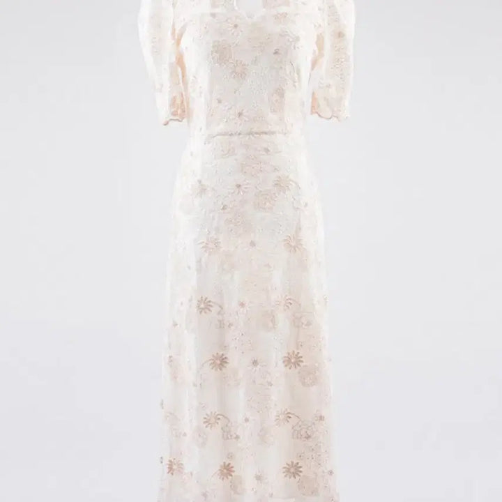 [BUNJANG] Self Wedding/Party Ivory Lace Dress / 셀프 웨딩드레스 피로연드레스 2부 금사 레이스 원피스 돌잔치드레스
