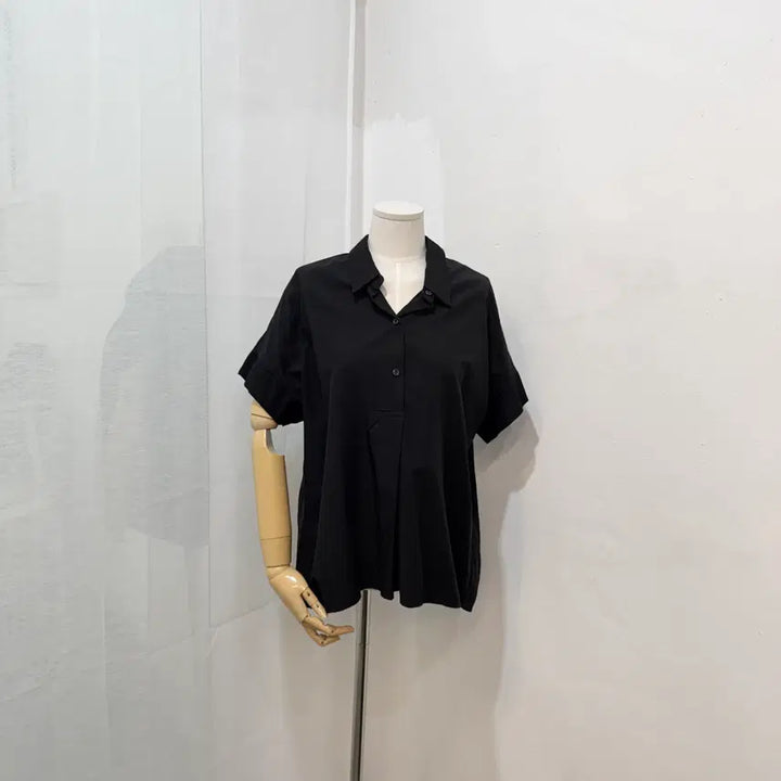 [BUNJANG] Black Anorak Short Sleeve Shirt Blouse / 블랙 아노락 반팔셔츠 반팔블라우스 3562