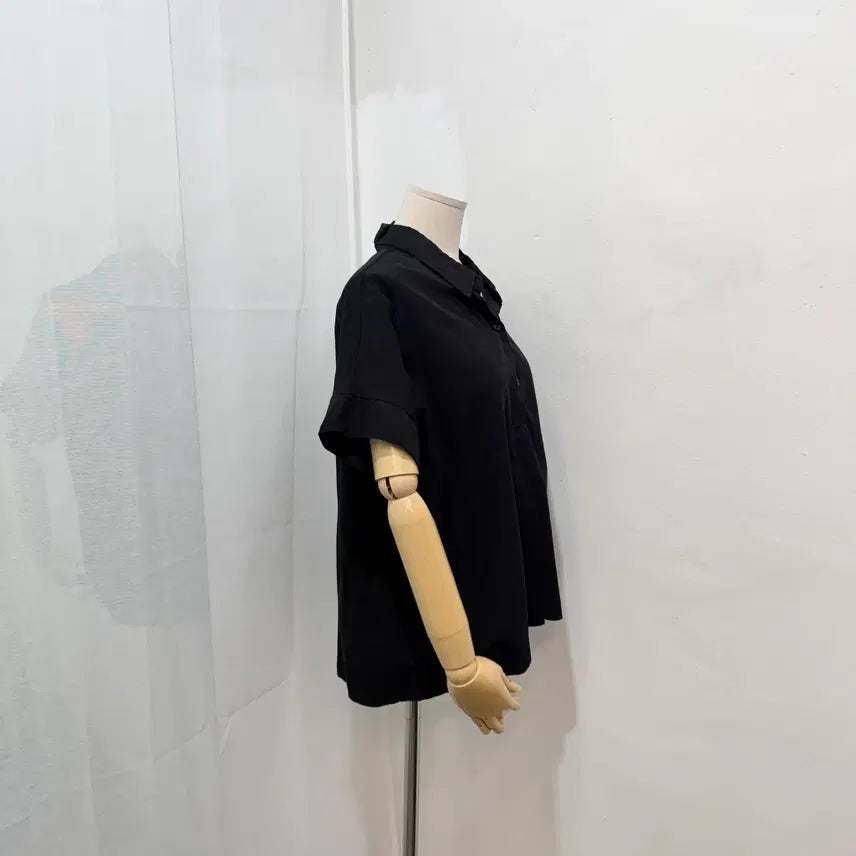 [BUNJANG] Black Anorak Short Sleeve Shirt Blouse / 블랙 아노락 반팔셔츠 반팔블라우스 3562