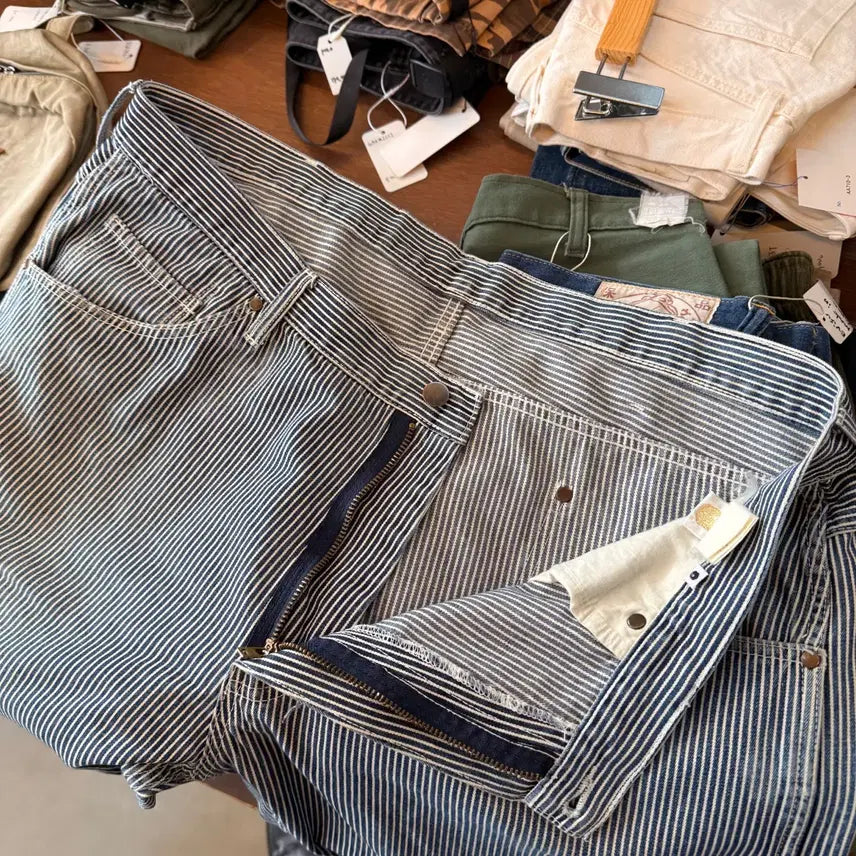 [BUNJANG] BAPE Pirates Hickory Work Pants XXL / 베이프 파이러츠 히코리 워크팬츠 체인스티치 디테일  XXL , 40 41
