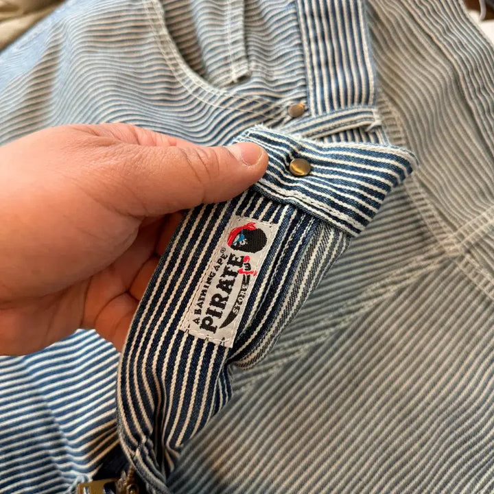 [BUNJANG] BAPE Pirates Hickory Work Pants XXL / 베이프 파이러츠 히코리 워크팬츠 체인스티치 디테일  XXL , 40 41