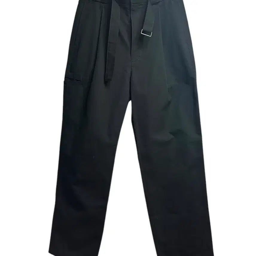 [BUNJANG] In Silence Belted Semi-Wide Chino Pants Black M / 인사일런스 벨티드 원턱 세미와이드 치노 팬츠 블랙 M