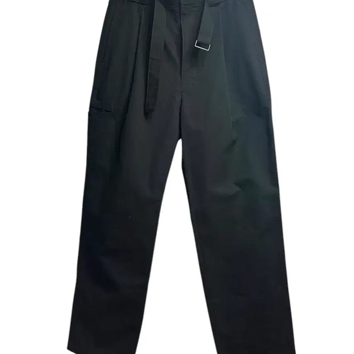 [BUNJANG] In Silence Belted Semi-Wide Chino Pants Black M / 인사일런스 벨티드 원턱 세미와이드 치노 팬츠 블랙 M