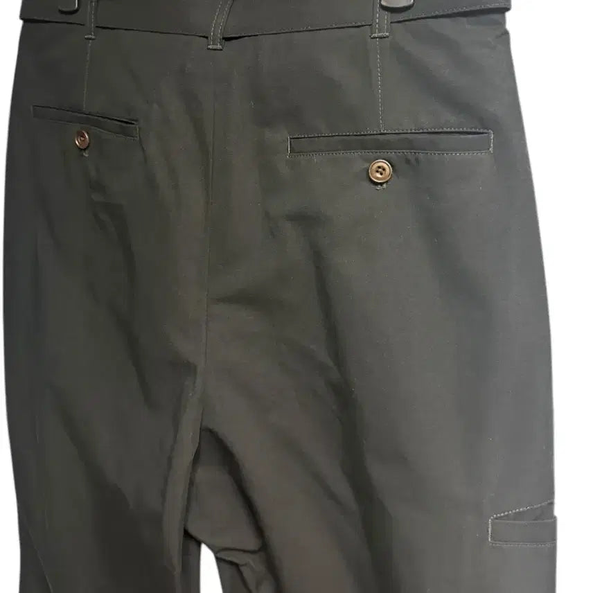 [BUNJANG] In Silence Belted Semi-Wide Chino Pants Black M / 인사일런스 벨티드 원턱 세미와이드 치노 팬츠 블랙 M