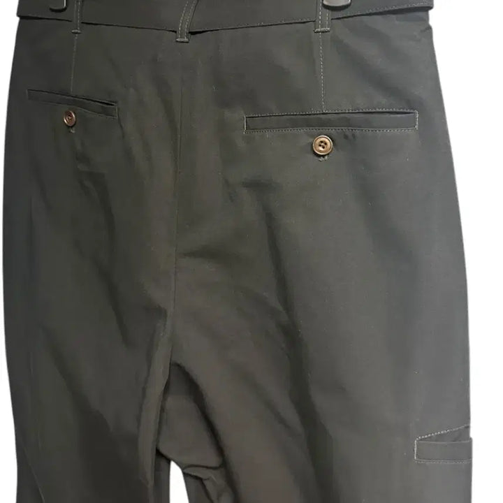[BUNJANG] In Silence Belted Semi-Wide Chino Pants Black M / 인사일런스 벨티드 원턱 세미와이드 치노 팬츠 블랙 M