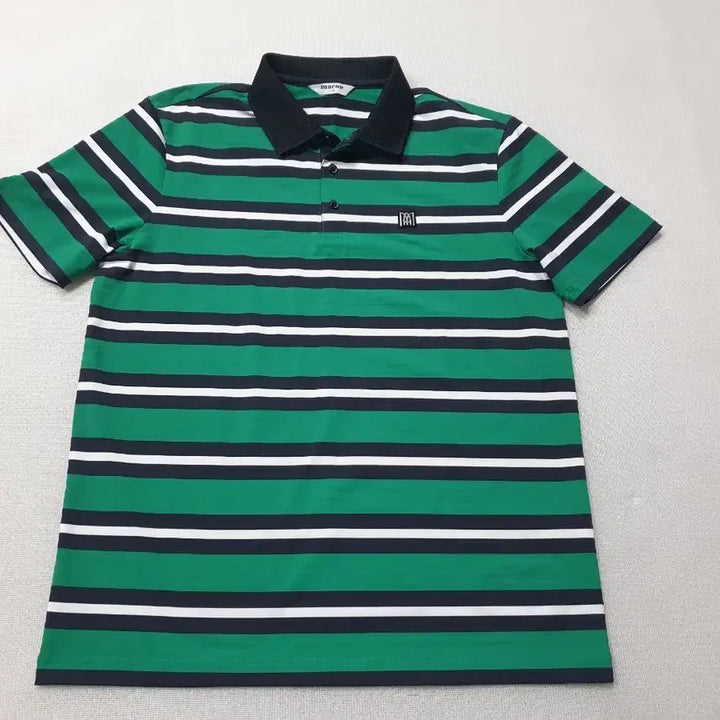 [BUNJANG] MACAW Green Stripe Short Sleeve Polo Shirt Size 100 / MACAW 그린 스트라이프 반팔 카라티 100