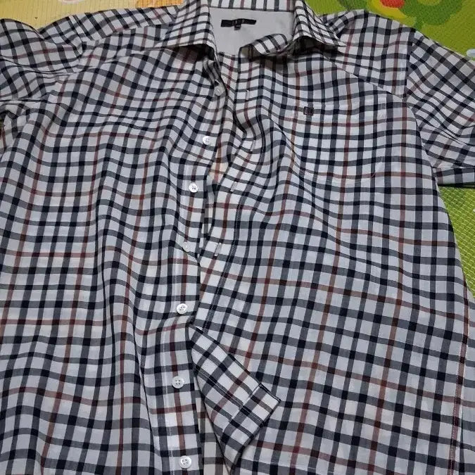 [BUNJANG] Daks Checkered Short Sleeve Shirt / 닥스체크 반팔 남방 셔츠100