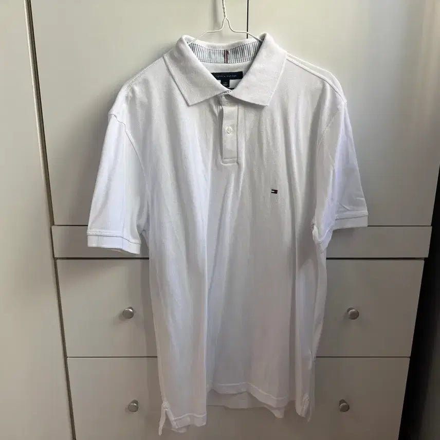 [BUNJANG] Tommy Hilfiger White Short Sleeve Polo Shirt / 타미힐피거 화이트 반팔 폴로티셔츠