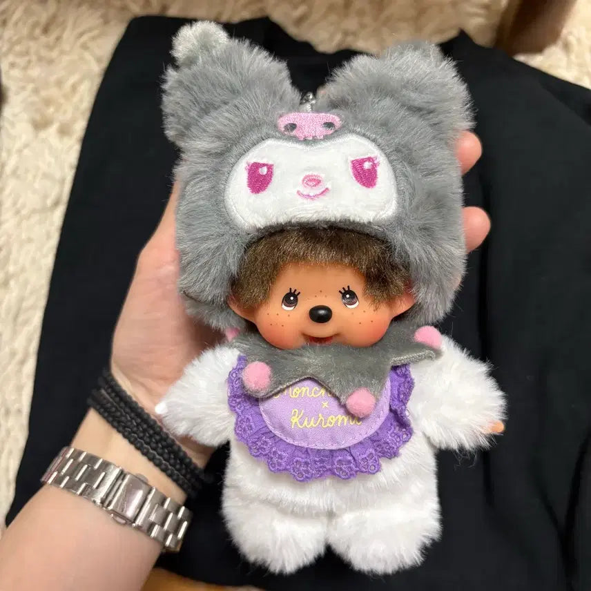 [BUNJANG] Sanrio Kuromi Monchhichi Keyring / 산리오 쿠로미 콜라보 몬치치 키링