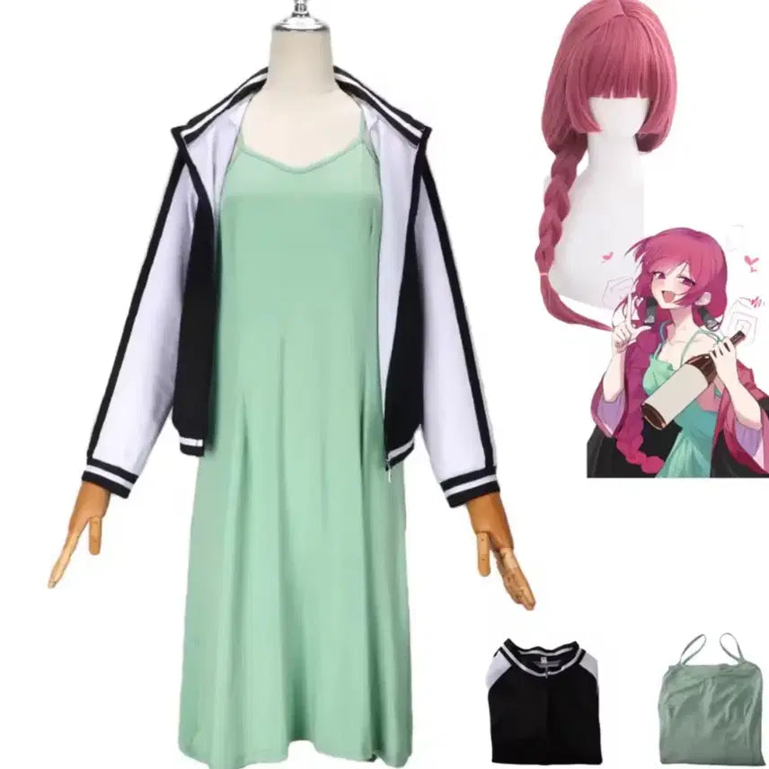 [BUNJANG] Bocchi the Rock Kikuri Cosplay Costume Set / 봇치더락 키쿠리 코스프레 의상 + 가발 세트
