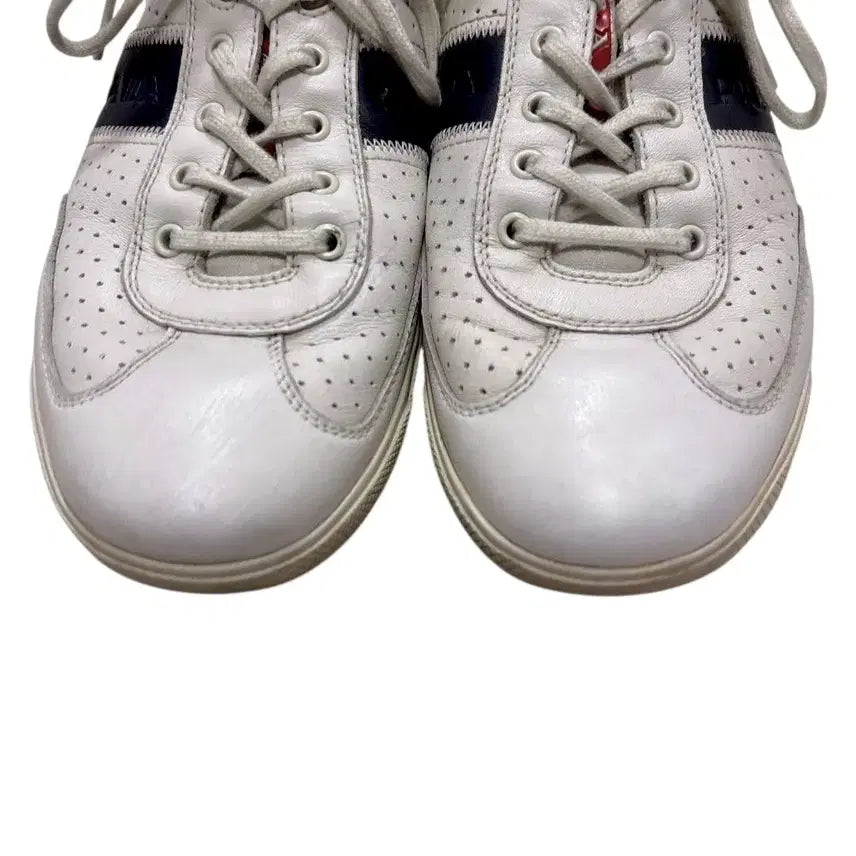 [BUNJANG] Prada Sport Leather Punching Sneakers White / 프라다 스포츠 아카이브 레더 펀칭 스니커즈