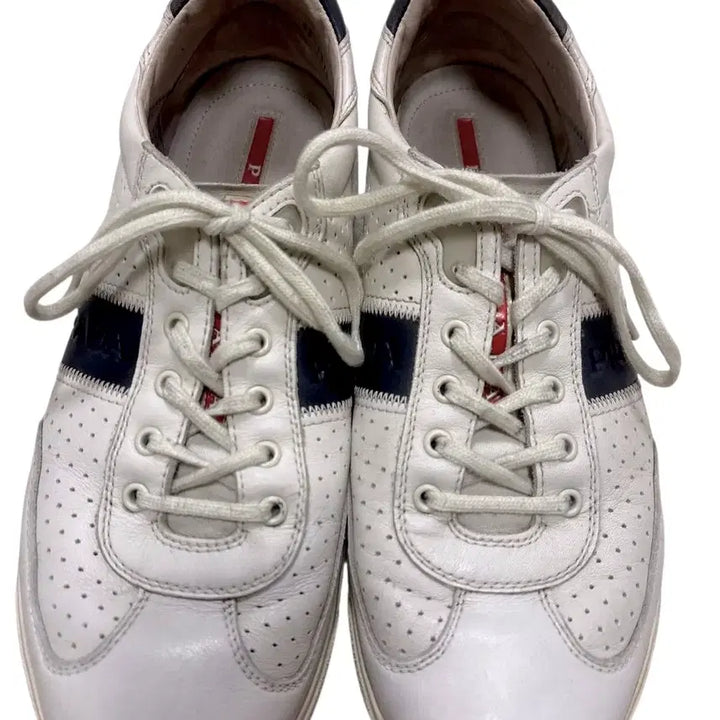 [BUNJANG] Prada Sport Leather Punching Sneakers White / 프라다 스포츠 아카이브 레더 펀칭 스니커즈