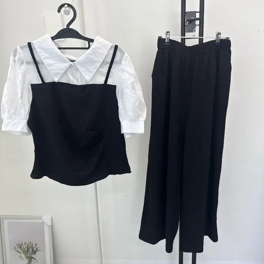 [SOLD OUT] (새상품) 뷔스티에 블라우스 상하세트 블랙