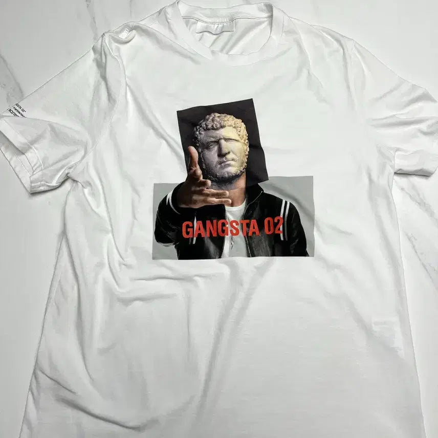 [SOLD OUT] 닐바렛 갱스터 프린팅 화이트 반팔 L사이즈