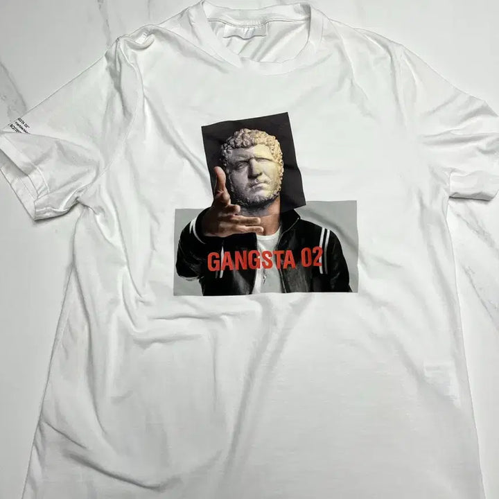 [SOLD OUT] 닐바렛 갱스터 프린팅 화이트 반팔 L사이즈