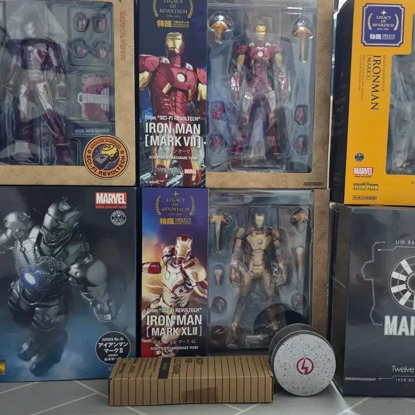 [BUNJANG] Kaiyodo Revoltech Iron Man Series Bundle Set / 카이요도 아이언맨 리볼텍시리즈+마크5 레이싱수트,커스텀헤드