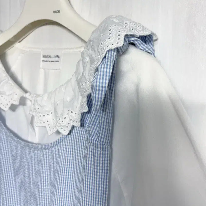 [BUNJANG] Cotton Lace Dress &amp; Floral Embroidered Blouse Set / 면 100% 레이스 원피스, 레이스 카라 꽃 자수 블라우스 세트