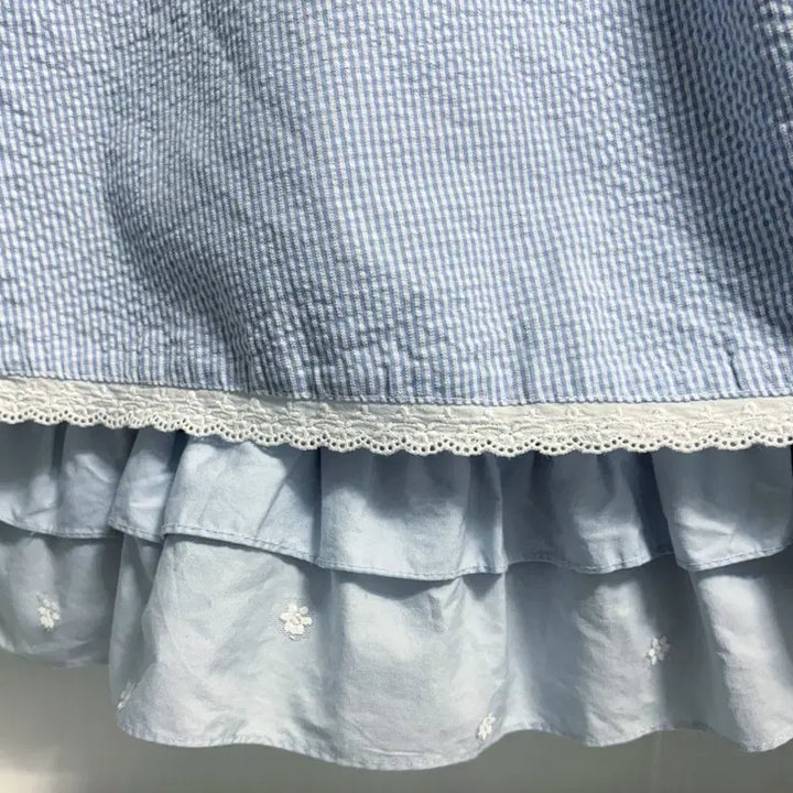 [BUNJANG] Cotton Lace Dress &amp; Floral Embroidered Blouse Set / 면 100% 레이스 원피스, 레이스 카라 꽃 자수 블라우스 세트