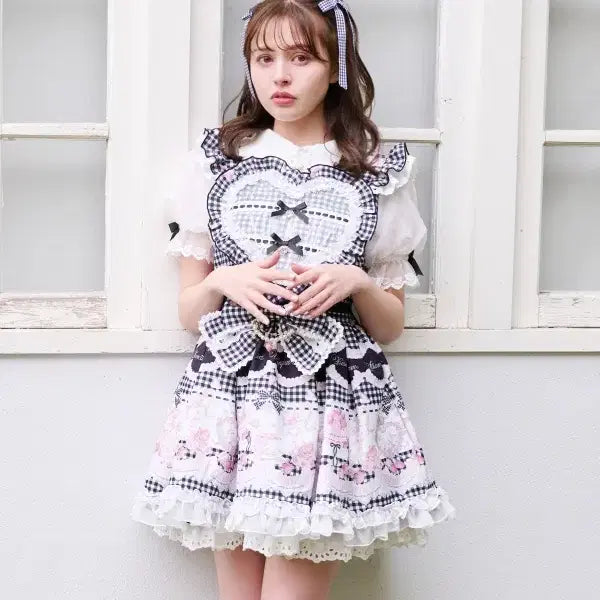 [BUNJANG] LIZ LISA Sweet Gingham Tea Room Short Sleeve Dress / LIZ LISA 리즈리사 스위트 깅엄 티룸 반팔 원피스