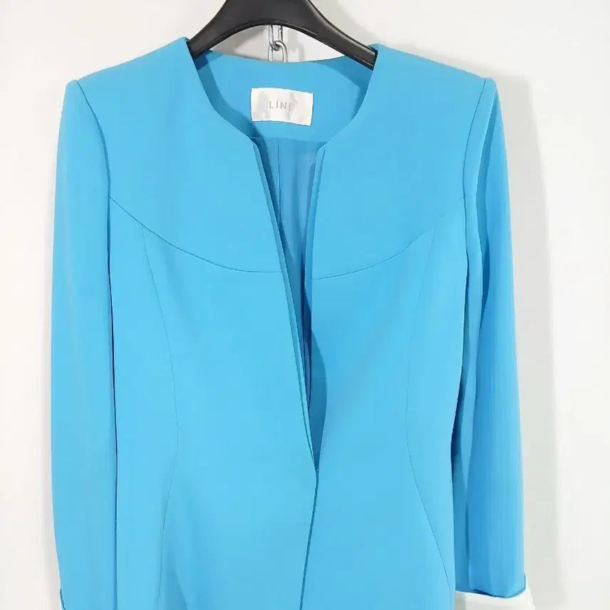 [BUNJANG] LINE Blue Collarless Jacket / LINE 린 블루 노카라 자켓