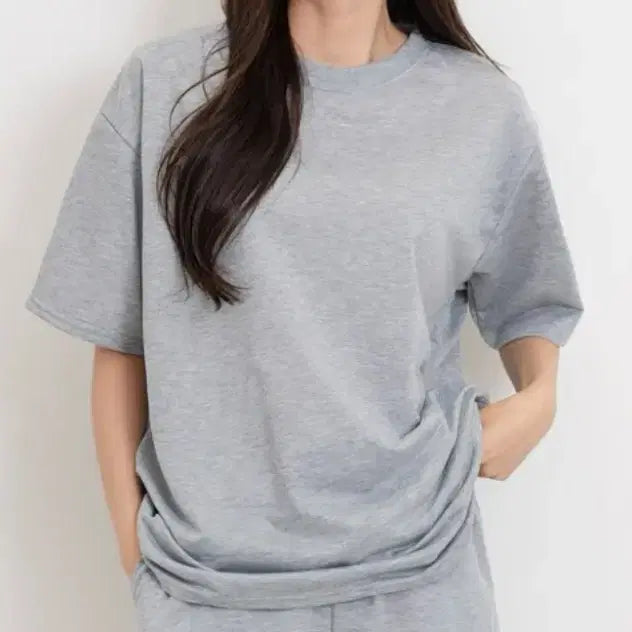 [BUNJANG] Towel Round Neck T-shirt - Gray / 타올 라운드티셔츠 그레이컬러